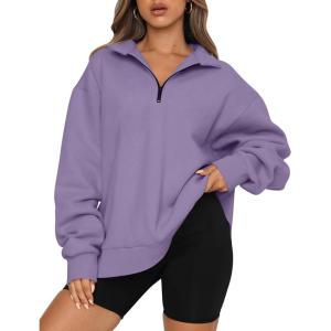 imageTrendy Queen Womens Oversized Sweatshirts Fall Sweaters Fashion Hoodies Half Zip Pullover Long Sleeve Shirts ClothesPurple