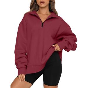 imageTrendy Queen Womens Oversized Sweatshirts Fall Sweaters Fashion Hoodies Half Zip Pullover Long Sleeve Shirts ClothesWinered