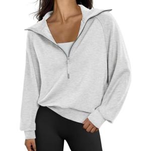 imageTrendy Queen Womens Oversized Sweatshirts Half Zip Pullover Long Sleeve Quarter Zip Hoodies Teen Girls Fall Y2K ClothesGrey