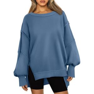 imageTrendy Queen Womens Oversized Sweatshirts Hoodies Crewneck Shirts Fall Outfits Teen Girls Y2k Winter ClothesGreyblue