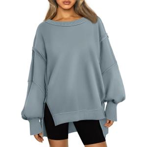 imageTrendy Queen Womens Oversized Sweatshirts Hoodies Crewneck Shirts Fall Outfits Teen Girls Y2k Winter ClothesGreygreen