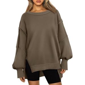 imageTrendy Queen Womens Oversized Sweatshirts Hoodies Crewneck Shirts Fall Outfits Teen Girls Y2k Winter ClothesLight Coffee