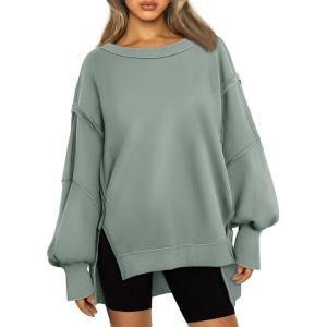 imageTrendy Queen Womens Oversized Sweatshirts Hoodies Crewneck Shirts Fall Outfits Teen Girls Y2k Winter ClothesLightgreen