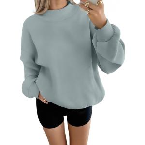 imageTrendy Queen Womens Oversized Sweatshirts Turtleneck Pullover Long Sleeve Hoodies Tops Fall Fashion Outfits 2025 ClothesGreygreen