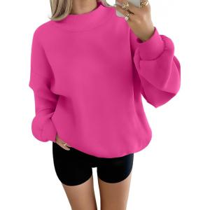 imageTrendy Queen Womens Oversized Sweatshirts Turtleneck Pullover Long Sleeve Hoodies Tops Fall Fashion Outfits 2025 ClothesHotpink