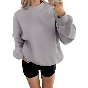 imageTrendy Queen Womens Oversized Sweatshirts Turtleneck Pullover Long Sleeve Hoodies Tops Fall Fashion Outfits 2025 ClothesLightgrey