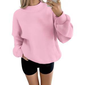 imageTrendy Queen Womens Oversized Sweatshirts Turtleneck Pullover Long Sleeve Hoodies Tops Fall Fashion Outfits 2025 ClothesLightpink