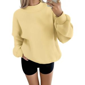 imageTrendy Queen Womens Oversized Sweatshirts Turtleneck Pullover Long Sleeve Hoodies Tops Fall Fashion Outfits 2025 ClothesLightyellow