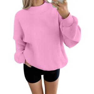 imageTrendy Queen Womens Oversized Sweatshirts Turtleneck Pullover Long Sleeve Hoodies Tops Fall Fashion Outfits 2025 ClothesPink
