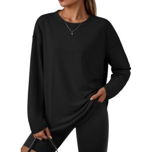 imageTrendy Queen Womens Oversized T Shirts Long Sleeve Shirts Casual Fall Fashion 2025 Winter ClothesBlack