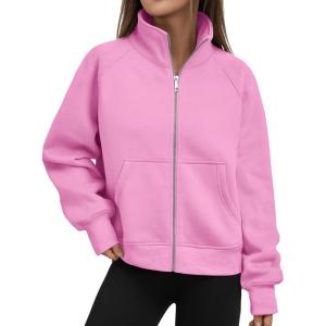 imageTrendy Queen Womens Sweatshirts Zip Up Hoodies Cropped Crewneck Pullover Casual Jackets Y2k Clothes Fall Fashion Outfits 2025Pink