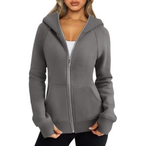 imageTrendy Queen Womens Zip Up Hoodies Fleece Jackets Oversized Sweatshirts Fall Fashion Outfits Sweaters Winter ClothesDarkgrey