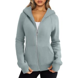 imageTrendy Queen Womens Zip Up Hoodies Fleece Jackets Oversized Sweatshirts Fall Fashion Outfits Sweaters Winter ClothesGreygreen