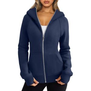 imageTrendy Queen Womens Zip Up Hoodies Fleece Jackets Oversized Sweatshirts Fall Fashion Outfits Sweaters Winter ClothesNavy