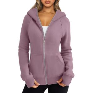 imageTrendy Queen Womens Zip Up Hoodies Fleece Jackets Oversized Sweatshirts Fall Fashion Outfits Sweaters Winter ClothesNutmeg