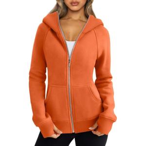 imageTrendy Queen Womens Zip Up Hoodies Fleece Jackets Oversized Sweatshirts Fall Fashion Outfits Sweaters Winter ClothesOrange