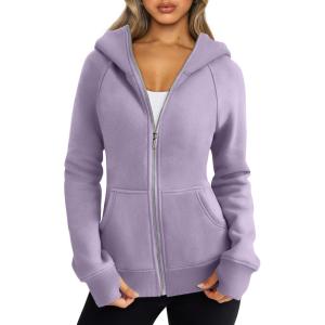 imageTrendy Queen Womens Zip Up Hoodies Fleece Jackets Oversized Sweatshirts Fall Fashion Outfits Sweaters Winter ClothesPurple
