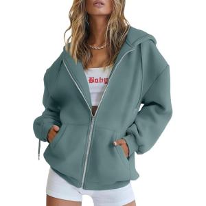 imageTrendy Queen Womens Zip Up Hoodies Oversized Sweatshirts Fall School Fashion Outfits Casual Jackets 2025 Winter ClothesLake