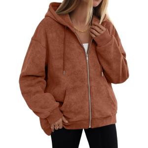 imageTrendy Queen Zip Up Hoodies for Women Acid Wash Oversized Sweatshirt Fall Fashion Jacket Cute Y2k Winter teen girls pulloverBrown