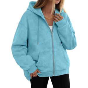 imageTrendy Queen Zip Up Hoodies for Women Acid Wash Oversized Sweatshirt Fall Fashion Jacket Cute Y2k Winter teen girls pulloverSkyblue