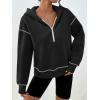 imageTrendy Queen Half Zip Pullover Hoodies for Women Y2k Cute Cropped Sweatshirts Jackets Fall Fashion 2025 Outfits ClothingBlack