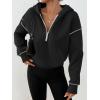 imageTrendy Queen Half Zip Pullover Hoodies for Women Y2k Cute Cropped Sweatshirts Jackets Fall Fashion 2025 Outfits ClothingBlack