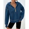 imageTrendy Queen Half Zip Pullover Hoodies for Women Y2k Cute Cropped Sweatshirts Jackets Fall Fashion 2025 Outfits ClothingDark Blue