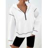 imageTrendy Queen Half Zip Pullover Hoodies for Women Y2k Cute Cropped Sweatshirts Jackets Fall Fashion 2025 Outfits ClothingWhite