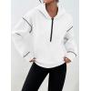 imageTrendy Queen Half Zip Pullover Hoodies for Women Y2k Cute Cropped Sweatshirts Jackets Fall Fashion 2025 Outfits ClothingWhite