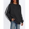 imageTrendy Queen Oversized Sweatshirt for Women Crewneck Fall Fashion Clothes 2025 Striped Sweater y2k Teen Girls OutfitsBlack