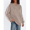 imageTrendy Queen Oversized Sweatshirt for Women Crewneck Fall Fashion Clothes 2025 Striped Sweater y2k Teen Girls OutfitsCoffeegrey