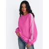 imageTrendy Queen Oversized Sweatshirt for Women Crewneck Fall Fashion Clothes 2025 Striped Sweater y2k Teen Girls OutfitsHotpink
