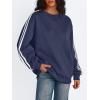 imageTrendy Queen Oversized Sweatshirt for Women Crewneck Fall Fashion Clothes 2025 Striped Sweater y2k Teen Girls OutfitsNavyblue