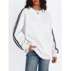 imageTrendy Queen Oversized Sweatshirt for Women Crewneck Fall Fashion Clothes 2025 Striped Sweater y2k Teen Girls OutfitsWhite