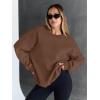 imageTrendy Queen Sweatshirts for Women Hoodies Oversized Crewneck Tops Sweaters Comfy Fall Winter Outfits Clothes 2025 FashionBrown