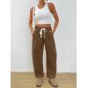 imageTrendy Queen Womens Corduroy Pants Fall Barrel Linen Pant Winter Casual Wide Leg Trousers with Pockets 2025Brown