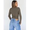 imageTrendy Queen Womens Long Sleeve Shirts Crop Square Neck Ribbed Tops Basic Slim Fit Y2K Fall Winter Clothes Outfits 2025Coffee