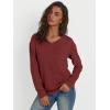 imageTrendy Queen Womens Long Sleeve Tops Casual Shirts V Neck Clothing Fall Fashion Clothes with PocketWine Red
