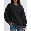 imageTrendy Queen Womens Oversized Color Block Fleeced Crewneck SweatshirtBlack