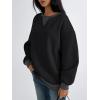 imageTrendy Queen Womens Oversized Color Block Fleeced Crewneck SweatshirtBlack