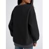 imageTrendy Queen Womens Oversized Color Block Fleeced Crewneck SweatshirtBlack