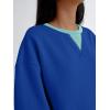imageTrendy Queen Womens Oversized Color Block Fleeced Crewneck SweatshirtCobalt Blue