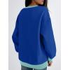 imageTrendy Queen Womens Oversized Color Block Fleeced Crewneck SweatshirtCobalt Blue