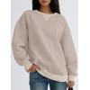 imageTrendy Queen Womens Oversized Color Block Fleeced Crewneck SweatshirtCoffee Grey