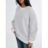 imageTrendy Queen Womens Oversized Color Block Fleeced Crewneck SweatshirtGrey