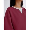 imageTrendy Queen Womens Oversized Color Block Fleeced Crewneck SweatshirtMaroon