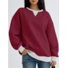 imageTrendy Queen Womens Oversized Color Block Fleeced Crewneck SweatshirtMaroon
