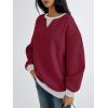 imageTrendy Queen Womens Oversized Color Block Fleeced Crewneck SweatshirtMaroon