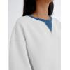 imageTrendy Queen Womens Oversized Color Block Fleeced Crewneck SweatshirtWhite