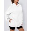 imageTrendy Queen Womens Oversized Hoodies Comfy Sweatshirts Fall Fashion 2025 Outfits Casual Tops Fleece Clothes with PocketsWhite